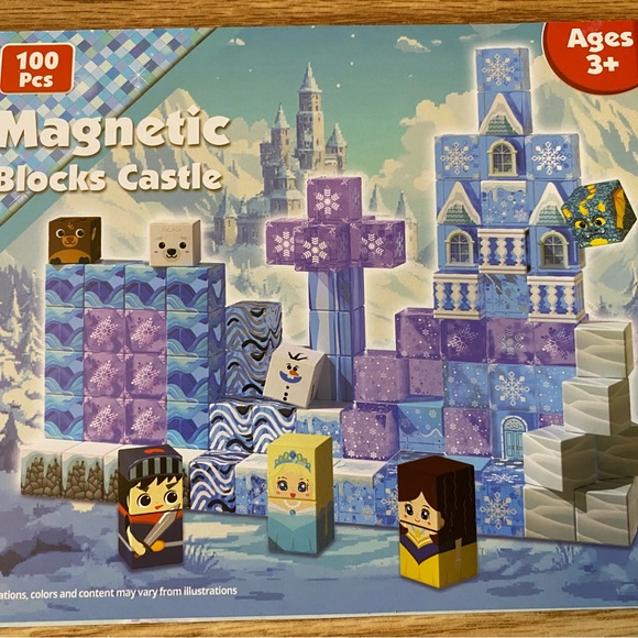 Magnetic Blocks Castle Toy Set - Blue and Purple 100 Piece NWT - Picture 7 of 10